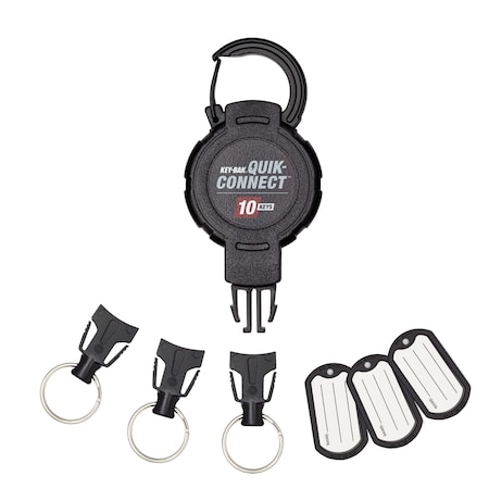 Key-Bak 10-KEY Capacity Retratractable Keychain 3 interchangeable key rings CARABINER attachment, 36" reach 0KM2-32A24